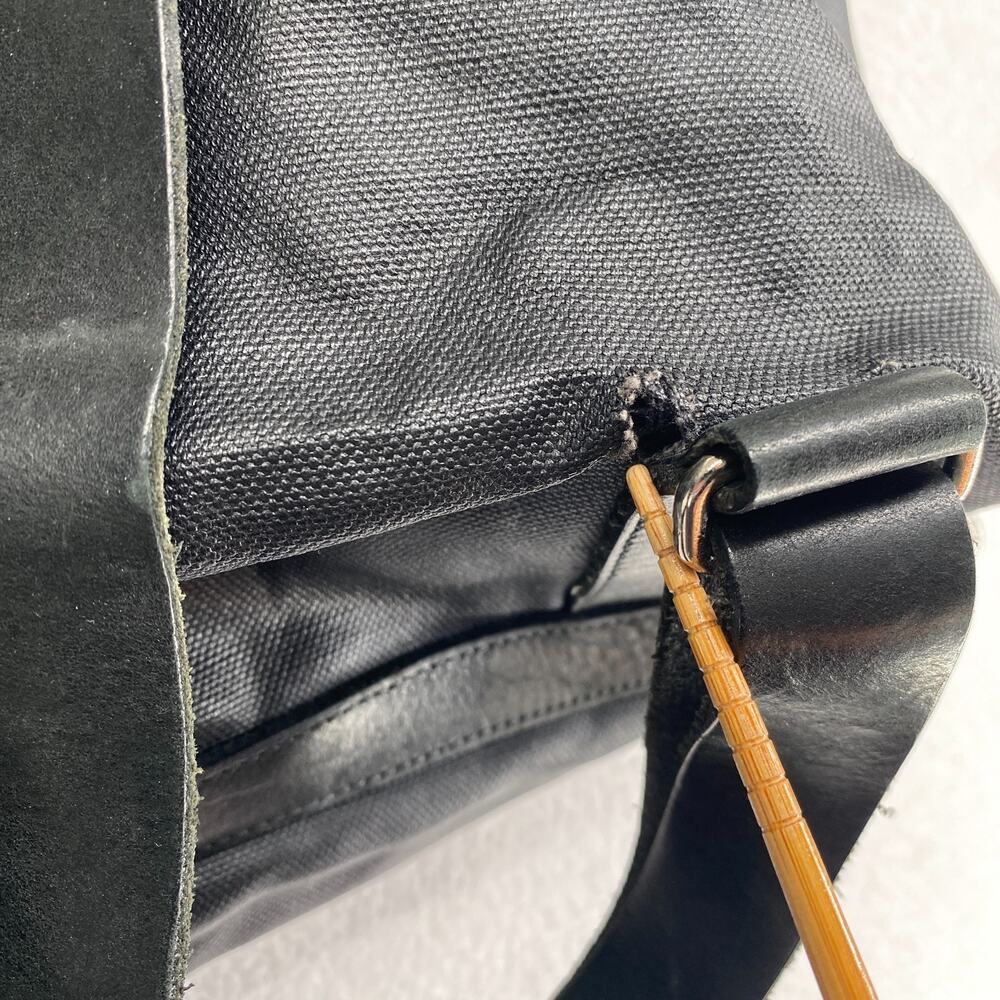 M0851 Backpack Coated Canvas Leather Straps Utility Bag Zip Multi Pocket Black - Picture 11 of 16
